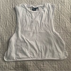 White cropped workout tank